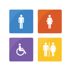 Colorful restroom sign