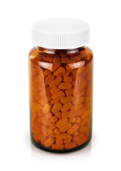 brown glass bottle for vitamin or supplement products design mock-up