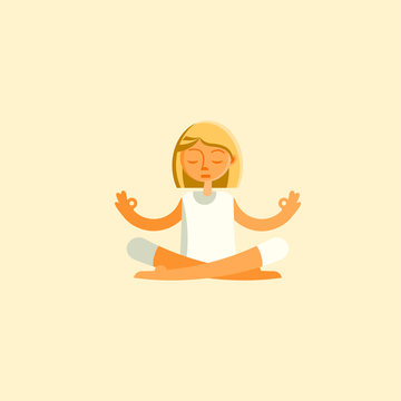 blonde woman meditating in lotus position clip art preview