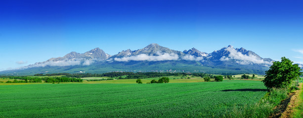 Fototapeta High Tatras, Slovakia. Scenic landscape of a mountain range on a summer day. obraz