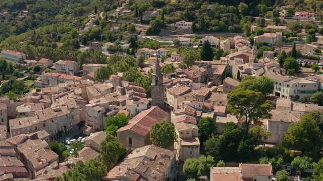 Aerial shot of Bargemon, small village in south of France in the Provence-Alpes-C&ocirc;te d'Azur district