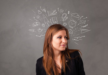 Student thinking with speech bubble concept