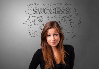 Young pretty person looking forward to success