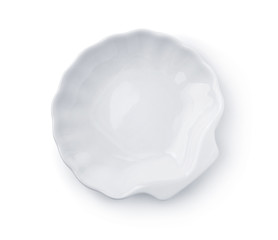 Top view of empty ceramic shell plate