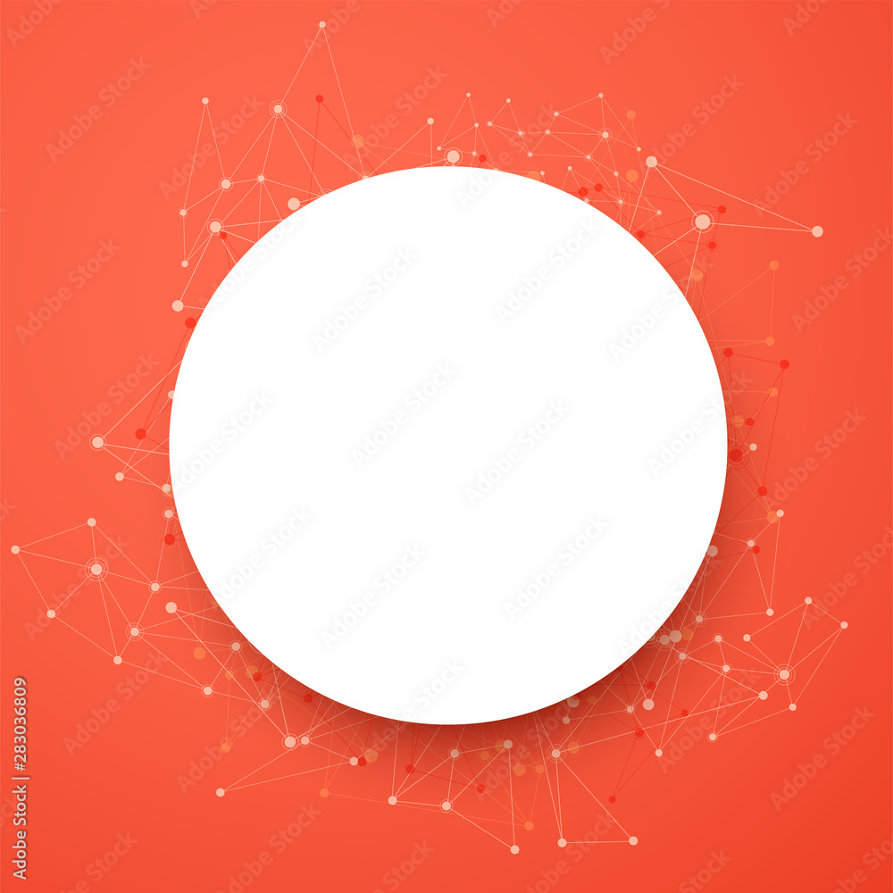 Poster global communication round paper with colorful network.