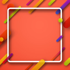 Living coral rounded background with paper frame.