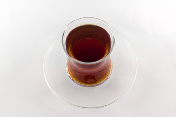 glass of Turkish tea isolated on white