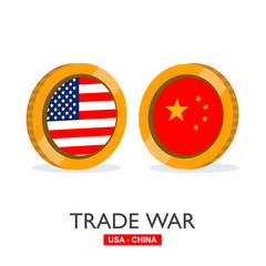 Trade war, USA versus China illustration. America-China tariff business global exchange international.