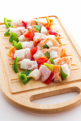 Fish and vegetable kebabs
