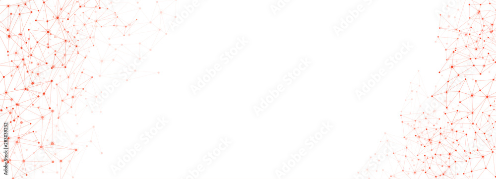 Poster global social communication horizontal banner with polygon network mesh.