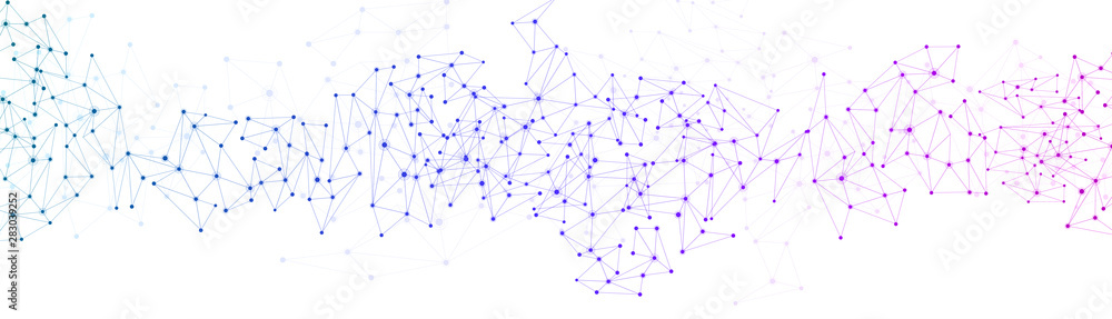 Poster global social communication horizontal banner with colorful network mesh.