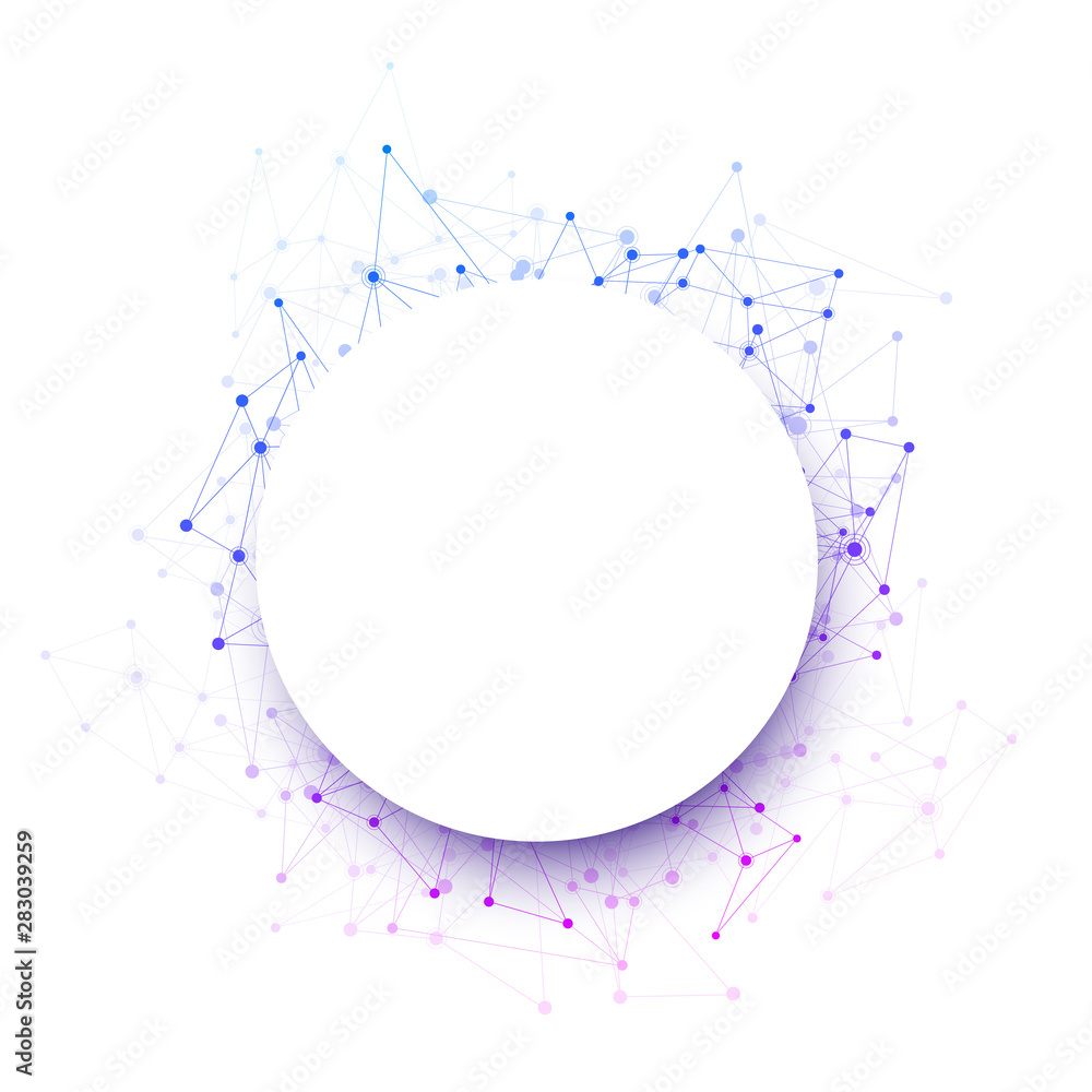 Poster abstract round paper shape with colorful polygonal mesh for text.