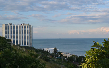Fototapeta premium Residential complexes on the Black Sea coast on a summer day