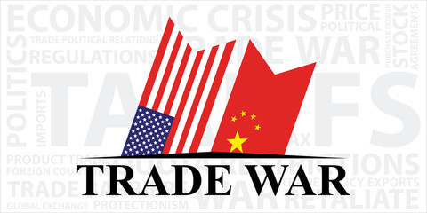 Fototapeta na wymiar Trade war, USA versus China. America-China tariff business global exchange international.