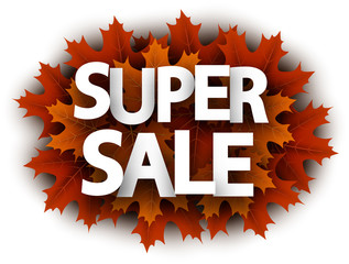 Autumn 3d super sale sign with orange maple leaves.