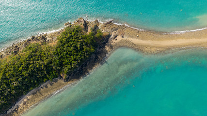 Aerial view of tropical islands, reef and beaches