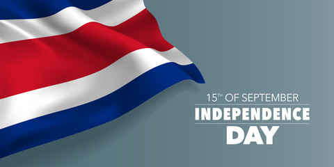 Costa Rica happy independence day greeting card, banner with template text vector illustration