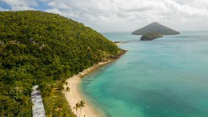 Aerial view of tropical islands, reef and beaches