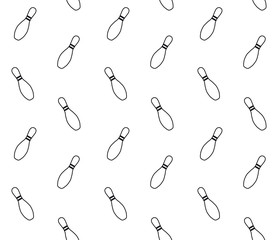 Vector seamless pattern of flat outline bowling skittles isolated on white background