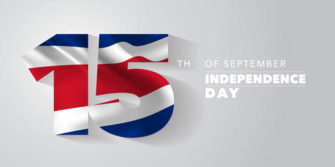 Costa Rica happy independence day greeting card, banner, vector illustration