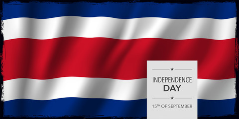 Costa Rica happy independence day greeting card, banner vector illustration