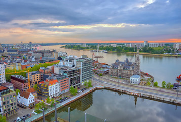 Aerial view of the Port of Antwerp in Antwerp, Belgium.