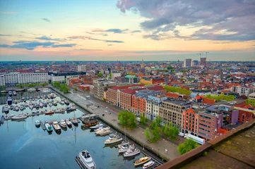 Gordijnen Aerial view of the Port of Antwerp in Antwerp, Belgium. © Jbyard
