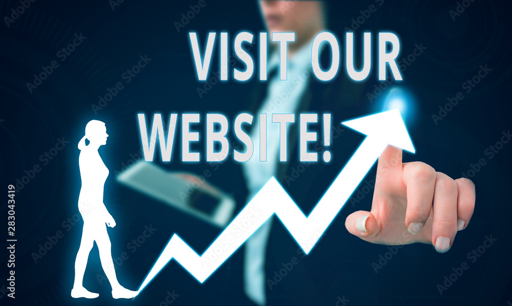 Poster text sign showing visit our website. business photo text visitor who arrives at web site and proceed