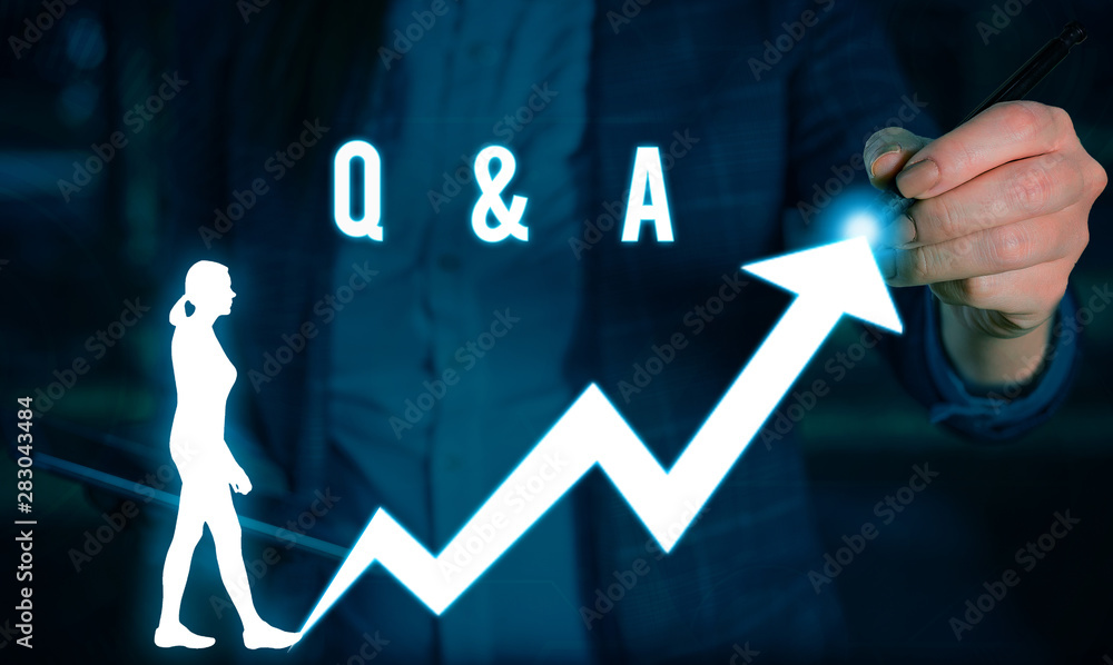 Aufkleber writing note showing q and a. business concept for defined as questions being asked and answers fema