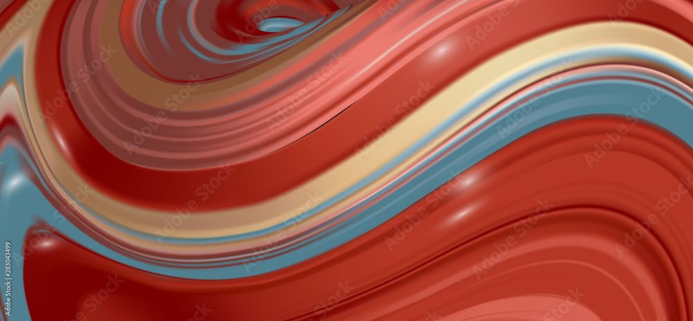 Poster horizontal banner with 3d rendered flow digital art in motion.