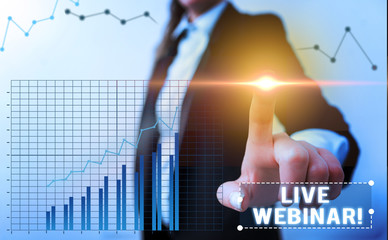 Word writing text Live Webinar. Business photo showcasing presentation lecture or seminar...