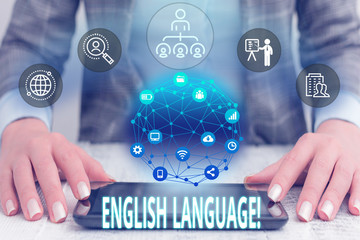 Conceptual hand writing showing English Language. Concept meaning third spoken native lang in world...
