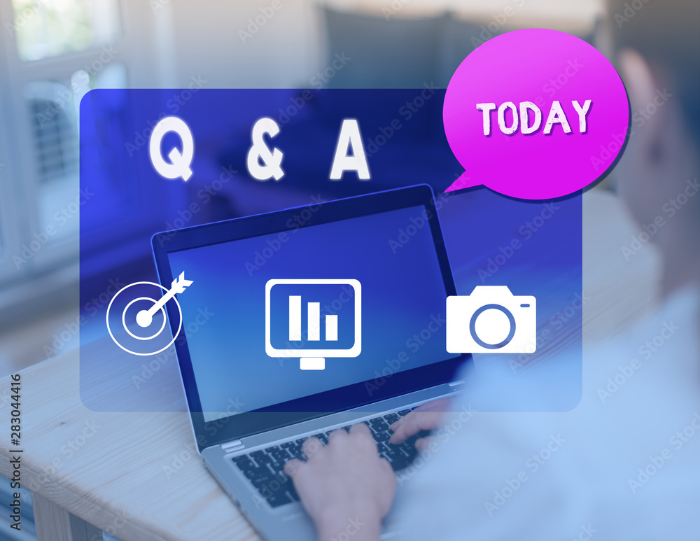 Poster word writing text q and a. business photo showcasing defined as questions being asked and answers