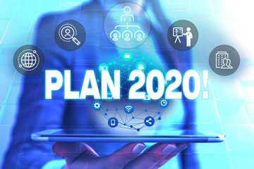Conceptual hand writing showing Plan 2020. Concept meaning detailed proposal for doing or achieving...