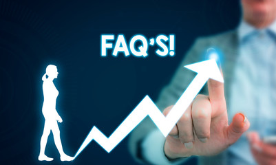Text sign showing Faq S. Business photo showcasing list of questions and answers relating to...