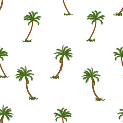 Coconut palm tree seamless pattern vector illustrations on white background