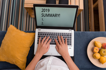 Handwriting text 2019 Summary. Conceptual photo summarizing past year events main actions or good shows