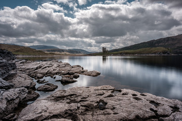 Ardvreck Castle on the banks of Loch Assynt in Scotland