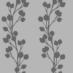 Vector seamless pattern of berries in grey tones