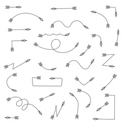 Black arrows. Hand drawn doodles