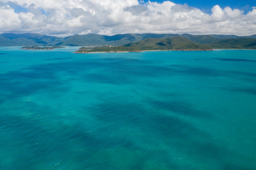 Aerial view of tropical islands, reef and beaches