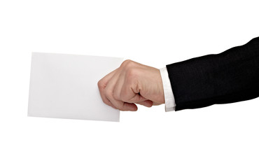 blank sign note label hand holding paper
