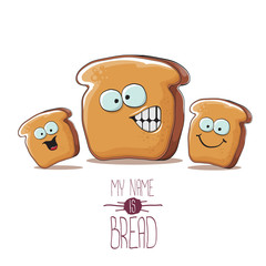 vector funky cartoon bread character with friends isolated on white background. funky food bakery kids characters set or collection