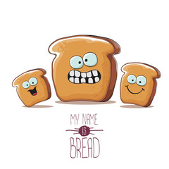 vector funky cartoon bread character with friends isolated on white background. funky food bakery kids characters set or collection