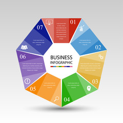 Business InfoGraphics, Geometry, Heptagon Design, Marketing presentation , section banner