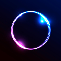 Vector abstract banner, poster design template with bright circle over the dark background. 