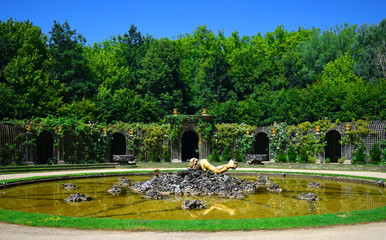 Fototapeta premium Enkelados statue fountain in Versailles gardens, Paris France 