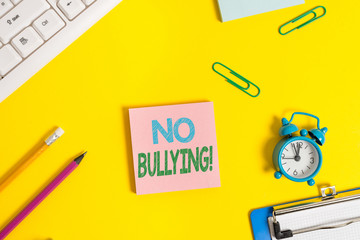 Text sign showing No Bullying. Business photo showcasing stop aggressive behavior among children...