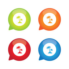 Colorful Glossy Palm Tree Speech Bubble Labels