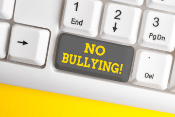 Handwriting text writing No Bullying. Conceptual photo stop aggressive behavior among children...